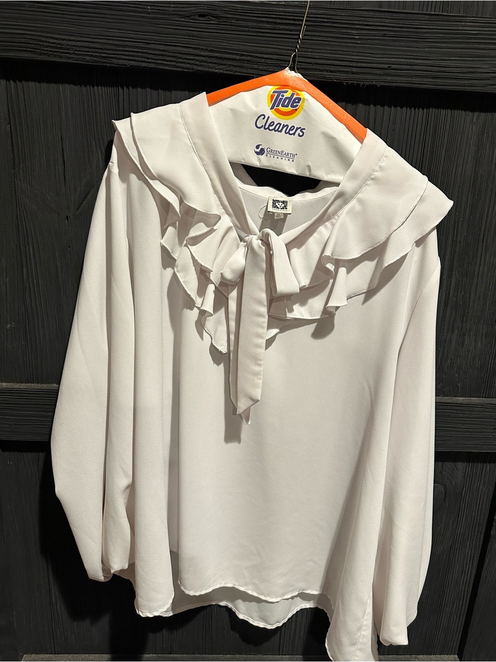 Anne Klein Soft Blush Ruffle Tie-Neck Blouse